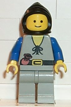Preowned LEGO® Minifigure – Castle cas091 Peasant Light Gray Legs Black Hood