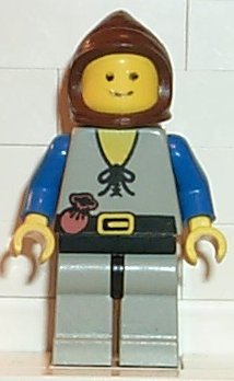 Preowned LEGO® Minifigure – Castle cas092 Peasant Light Gray Legs Brown Hood