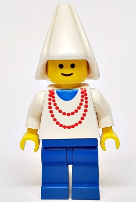Preowned LEGO® Minifigure – Castle cas096 Maiden w/Necklace Blue Legs White Cone Hat