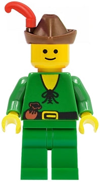Preowned LEGO® Minifigure – Castle cas128 Forestman Pouch Brown Hat Red Feather