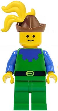 Preowned LEGO® Minifigure – Castle cas136 Forestman Blue Brown Hat Yellow 3-Feather Plume