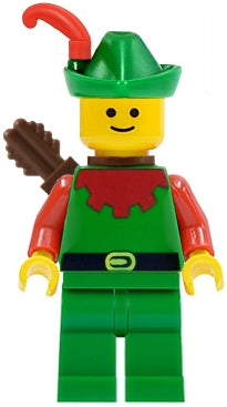 Preowned LEGO® Minifigure – Castle cas137a Forestman Red Green Hat Red Feather Quiver