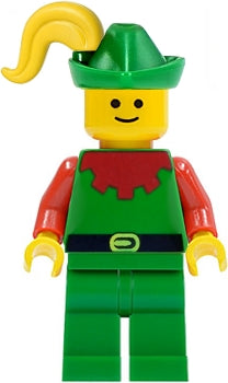 Preowned LEGO® Minifigure – Castle cas138 Forestman Red Green Hat Yellow Plume
