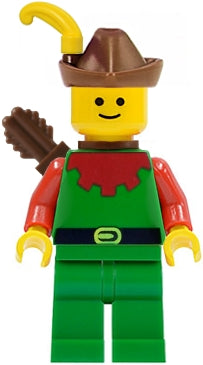Preowned LEGO® Minifigure – Castle cas140a Forestman Red Brown Hat Yellow Feather Quiver