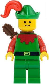 Preowned LEGO® Minifigure – Castle cas323 Forestman Red Green Hat Red Plume Quiver