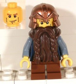 Preowned LEGO® Minifigure – Castle cas355 Fantasy Era Dwarf Dark Brown Beard Copper Helmet