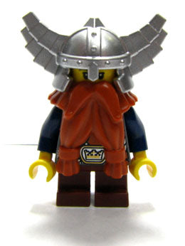 Preowned LEGO® Minifigure – Castle cas373 Fantasy Era Dwarf Dark Orange Beard Metallic Silv