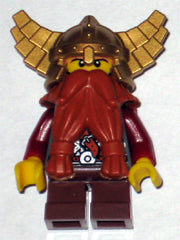 Preowned LEGO® Minifigure – Castle cas395 Fantasy Era Dwarf Dark Orange Beard Metallic Gold