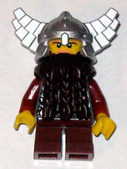 Preowned LEGO® Minifigure – Castle cas429 Fantasy Era Dwarf Dark Brown Beard Metallic Silve