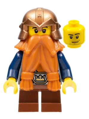 Preowned LEGO® Minifigure – Castle cas431 Fantasy Era Dwarf Dark Orange Beard Copper Helmet