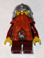 Preowned LEGO® Minifigure – Castle cas432 Fantasy Era Dwarf Dark Orange Beard Metallic Silv