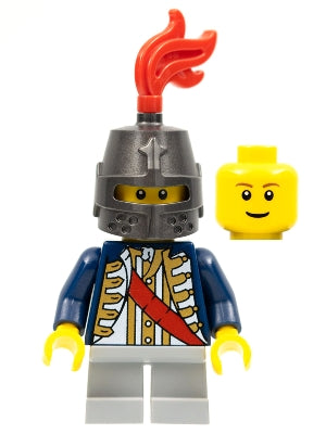 Preowned LEGO® Minifigure – Castle cas476b Red Sash Helmet Closed Light Bluish Gray Legs Sh