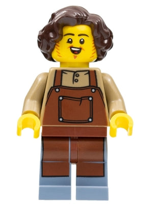 Preowned LEGO® Minifigure – Castle cas578 Tavern Keeper Male Reddish Brown Apron Sand Blue