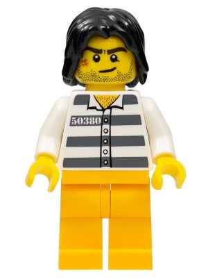 Preowned LEGO® Minifigure – Minifigures col276 Police Jail Prisoner 50380 Prison Stripes To