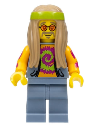 Preowned LEGO® Minifigure – Minifigures col305 Flower Child Dark Tan Long Hair Orange Glass