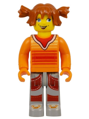 Preowned LEGO® Minifigure – 4 Juniors cre001 Tina Orange Torso Light Gray Legs