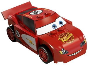 Preowned LEGO® Minifigure – Cars crs074 Lightning McQueen Rust-eze Hood Red and White Sides
