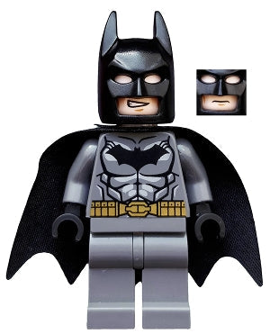 Preowned LEGO® Minifigure – Dimensions dim002 Batman Dark Bluish Gray Suit Gold Belt Black