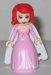 strapless open back dress LEGO Minifig Disney dp048 Ariel Human (Light Nougat) Bright Pink Dress  w/Mag