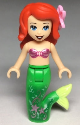 Preowned LEGO® Minifigure – Disney dp063 Ariel Mermaid (Light Nougat) Metallic Pink Shell B