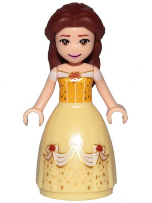 Preowned LEGO® Minifigure – Disney dp096 Belle Dress w/Red Roses White Sleeves