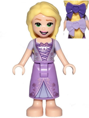 Preowned LEGO® Minifigure – Disney dp103a Rapunzel Mini Doll Dark Purple and Lavender Bows