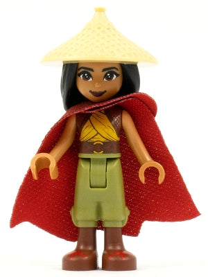 Preowned LEGO® Minifigure – Disney dp116 Raya Tan Conical Hat Red Cape