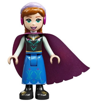 Preowned LEGO® Minifigure – Disney dp135 Anna Blue Skirt Black Boots and Black Top Light Aq