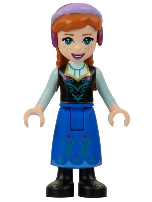 Preowned LEGO® Minifigure – Disney dp141 Anna Blue Skirt Black Boots and Black Top Light Aq