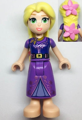 Preowned LEGO® Minifigure – Disney dp169 Rapunzel Mini Doll Bright Pink Flowers Dark Purple