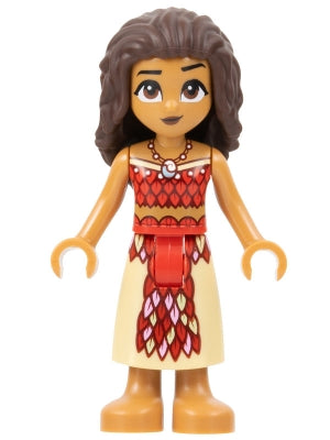 Preowned LEGO® Minifigure – Disney dp171 Moana Mini Doll Red and Tan Top and Long Skirt w/F