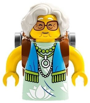 Preowned LEGO® Minifigure – DREAMZzz drm031 Mrs. Castillo Reddish Brown and Flat Silver Bac