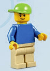 Preowned LEGO® Minifigure – Educational & Dacta edu003 Plain Blue Torso Tan Legs Lime Short