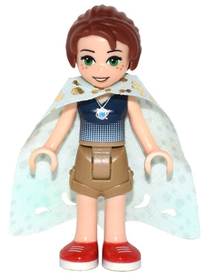 Preowned LEGO® Minifigure – Elves elf023 Emily Jones Dark Tan Shorts Long Cape