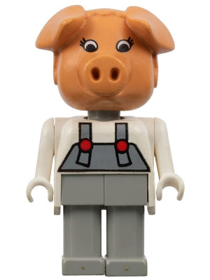 Preowned LEGO® Minifigure – Fabuland fab11g Pig Patricia Piglet (Pat) Light Gray Legs/Overa
