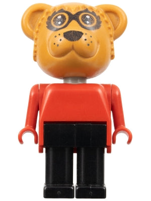 Preowned LEGO® Minifigure – Fabuland fab12a Bear Roger Raccoon Black Legs Red Top Small Eye