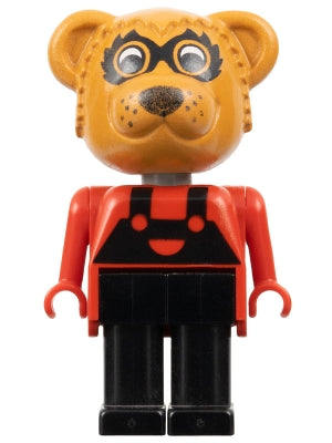 Preowned LEGO® Minifigure – Fabuland fab12b Bear Ricky Raccoon Black Legs/Overalls Red Top