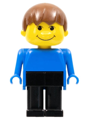Preowned LEGO® Minifigure – Basic fab13a Basic Figure Human Boy Blue Black Legs Brown Hair