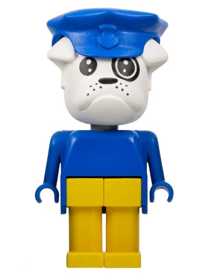 Preowned LEGO® Minifigure – Fabuland fab2c Bulldog Boris Bulldog (Postman) White Head Blue