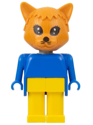 Preowned LEGO® Minifigure – Fabuland fab3i Cat Charlie Cat Brown Head Yellow Legs Blue Top