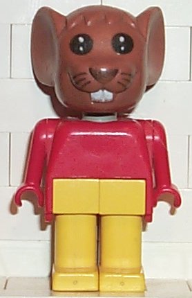 Preowned LEGO® Minifigure – Fabuland fab9a Mouse Maximillian Mouse (Max) Brown Head Yellow