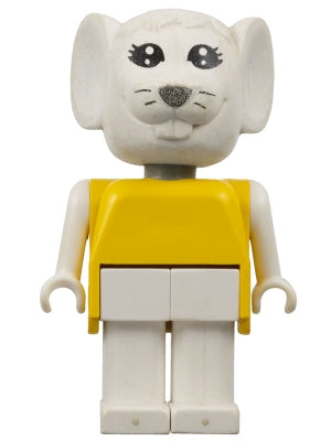 Preowned LEGO® Minifigure – Fabuland fab9f Mouse Marjorie Mouse White Head and Legs Yellow