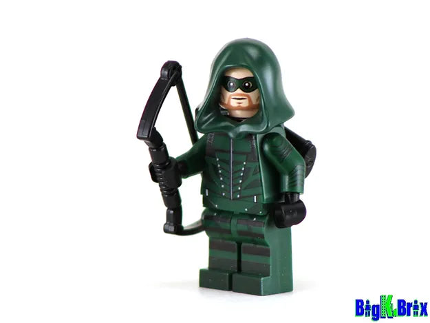 Big Kid Brix Custom LEGO® Minifigure – GREEN ARROW Oliver Queen DC Custom Printed & Inspired Minifigure Collectible