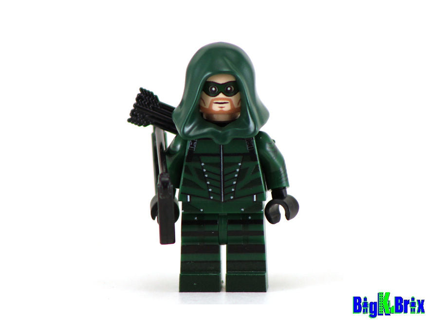 Big Kid Brix Custom LEGO® Minifigure – GREEN ARROW Oliver Queen DC Custom Printed & Inspired Minifigure Collectible