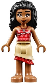 Preowned LEGO® Minifigure – Disney moa004 Moana Mini Doll Coral Strapless Top Tan Layered S