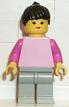 Preowned LEGO® Minifigure – FreeStyle par040 Plain Pink Torso w/Dark Pink Arms Light Gray L