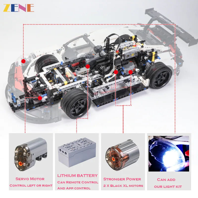 パーツ tamu Power Functions Kit for LEGO Porsche 911 RSR #42096 Motor