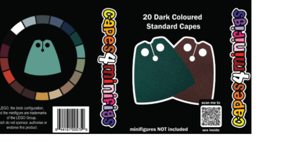 LEGO® Compatible Dark Standard Minifigure Cape Pack (20pc)