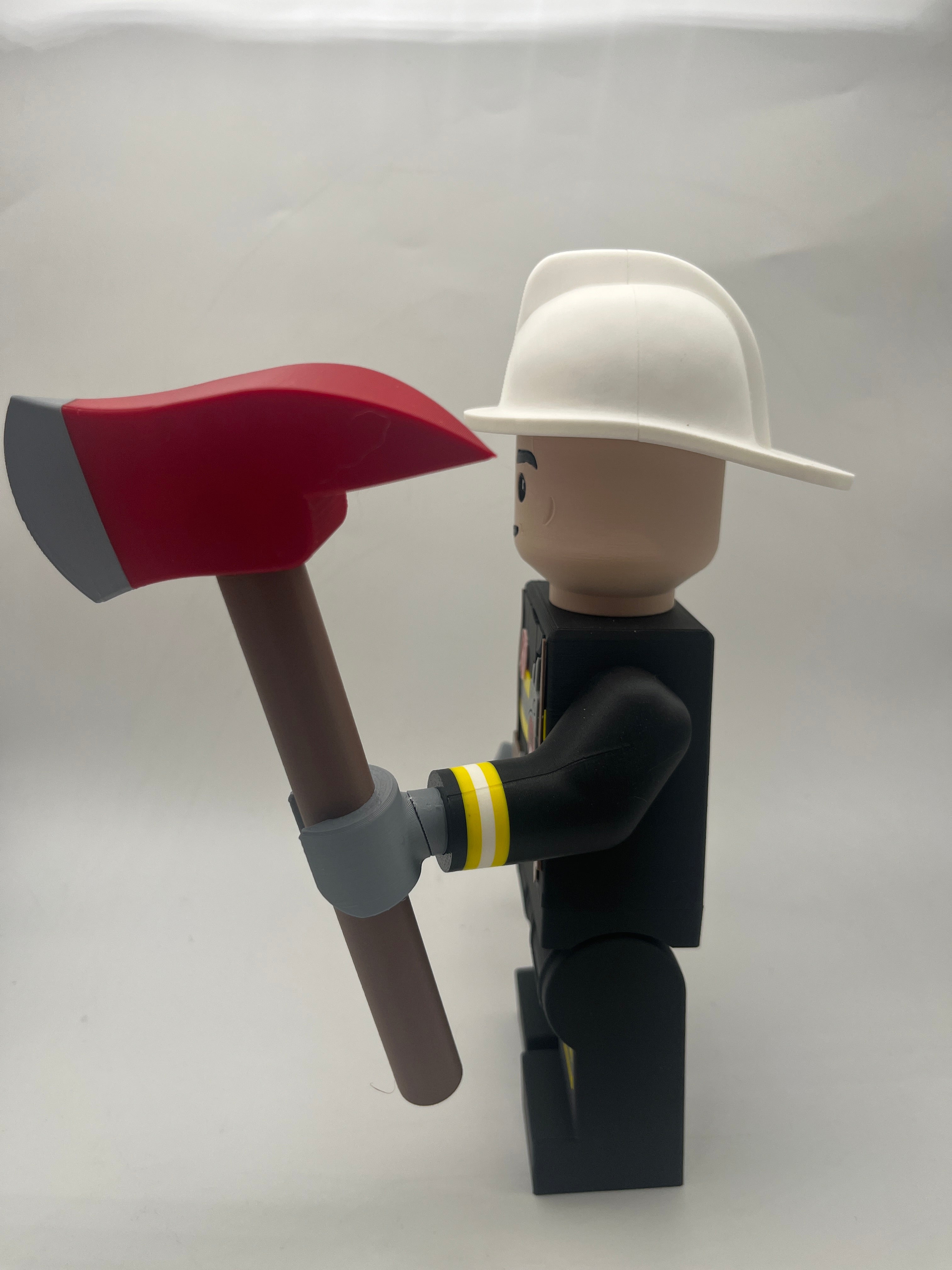 3D Printed Fire Fighter Large Scale 8.5"- 9.5" Minifigure