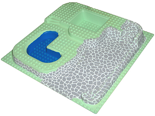 LEGO 6092px2 32x32 Baseplate, Three Level w/Stone Ramp & Blue Pool